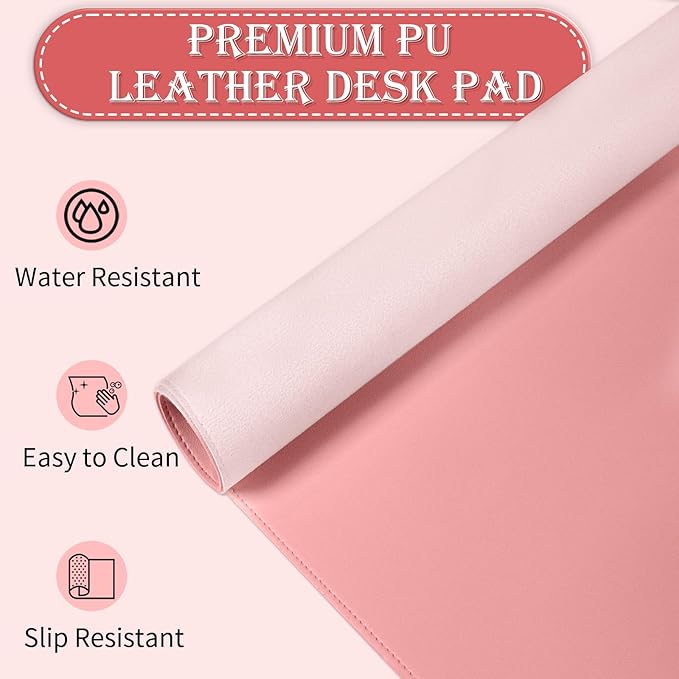 47.2" x 23.6" Large Desk Pad - Non-Slip PU Leather Mat, Large Mouse Pad, Computer Mat for Keyboard, Waterproof Writing Blotter for Work (Melon Pink)