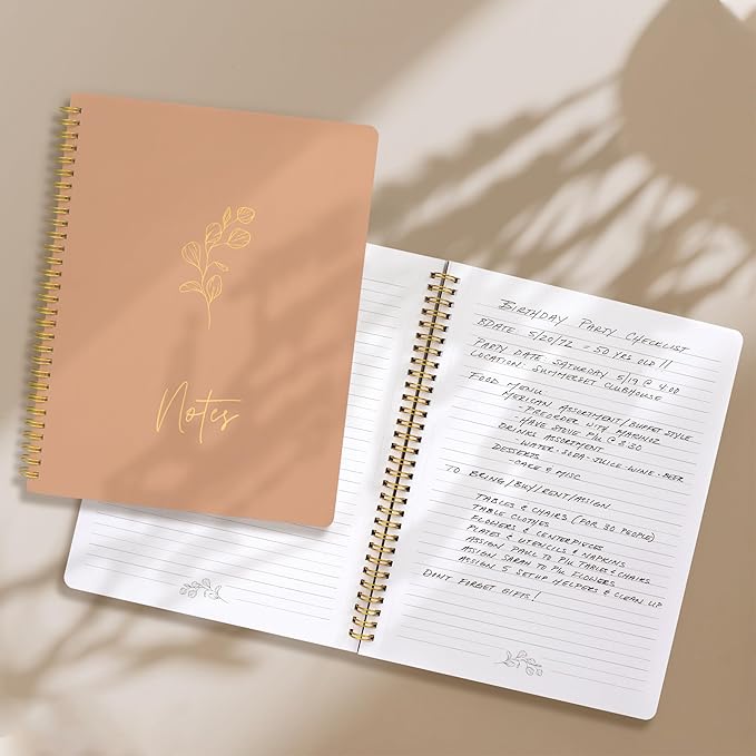 ZICOTO Aesthetic Spiral Notebook Journal For Women - Cute Pink 10.5 x 8.5 College Ruled To Do List Notepad With Large Pockets - Perfect to Stay Organized and Boost Productivity at Work or School