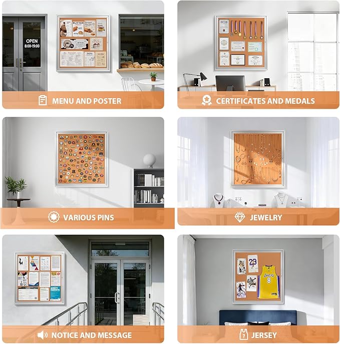 SWANCROWN Outdoor Enclosed Cork Bulletin Board Weatherproof Display Cases Tamperproof Notice Poster Memo Board with Aluminum Frame (Cork, 39x37 inches)