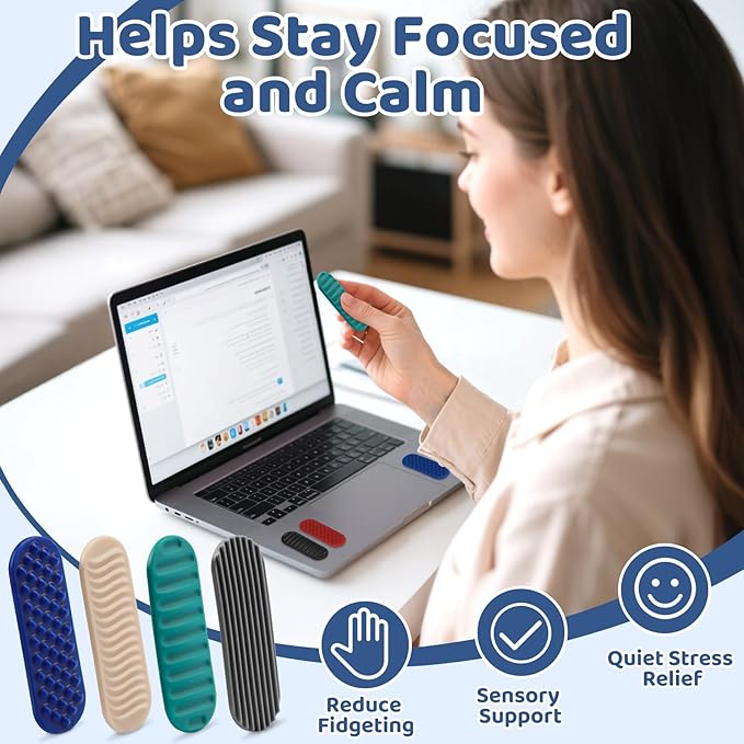 Textured Sensory Stickers for Kids & Adults – 16PC Adhesive Calm Strips for Anxiety, ADHD & Stress Relief – Quiet Fidget Toys for Work, Office, Desk, Gift Classroom Must Haves & School Supplies
