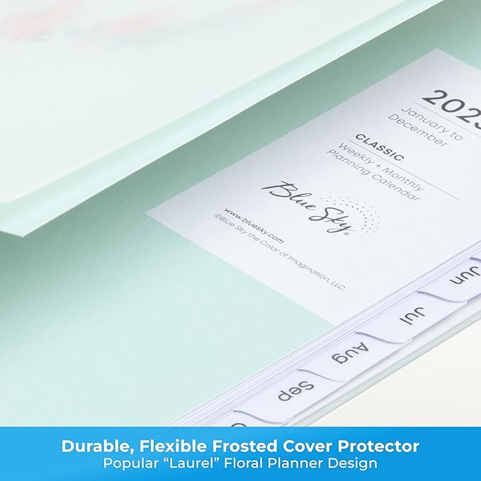 Blue Sky 2026 Weekly and Monthly Planner Calendar, January 2026 - December 2026, 5" x 8", Flexible Frosted Cover, Laminated Tabs, Durable Twin Wire Binding, Laurel