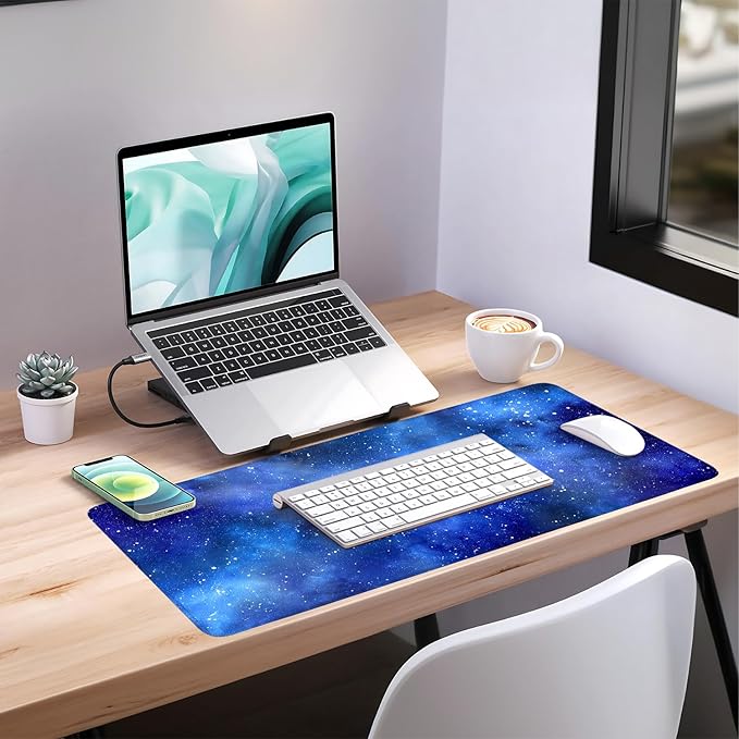 Extended Gaming Mouse Pad Large Desk Mat Anti-Slip Rubber Base & Durable Stitched Edges for Gamers Smooth Mouse Writing Surface for Desk Office/Home (Starry Sky, 35.4x15.7Inch)