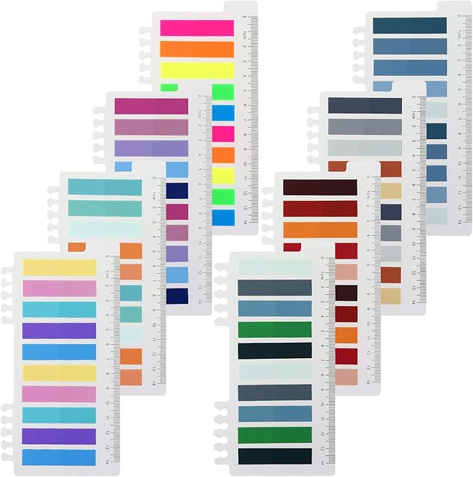 MultiBey Multi-Coloured Transparent Sticky Tabs, 2400 Pcs Adhesive PET Page Flags & Book Tabs - Writable Annotation Labels for Books, Notebooks, Office Files, Study & Organization Supplies