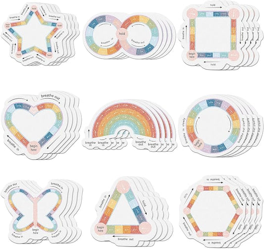 36 Pcs Anxiety Sensory Stickers Strips Adhesive Textured Mental Health Calm Stickers Mindfulness Fidget Decals Stress Anxiety Relief Items for Therapy Office Desk(Breath Style)