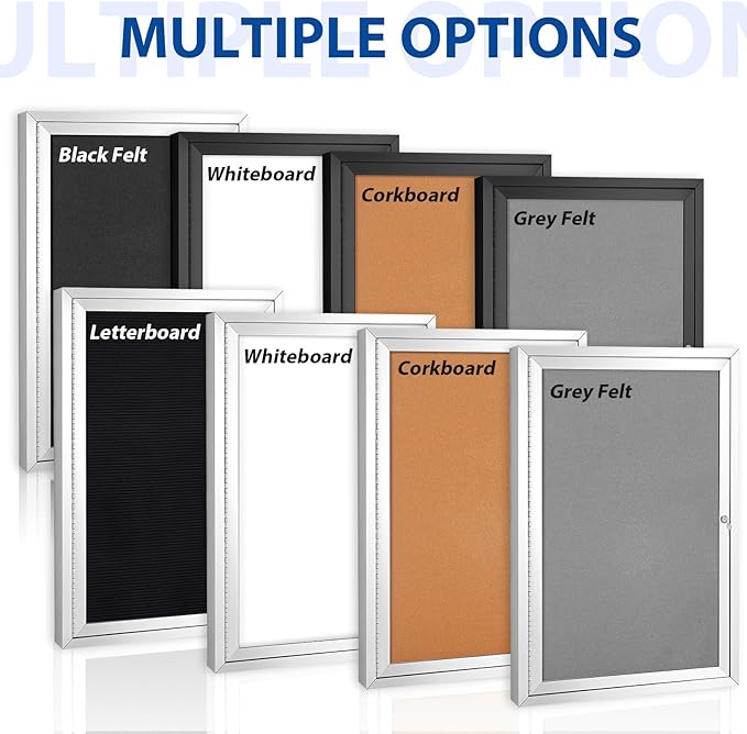 SWANCROWN Outdoor Bulletin Board 36x24in, Enclosed Bulletin Board with Locking Door Wall Display Case for Office School Commerce, Cork, Black Aluminum Frame