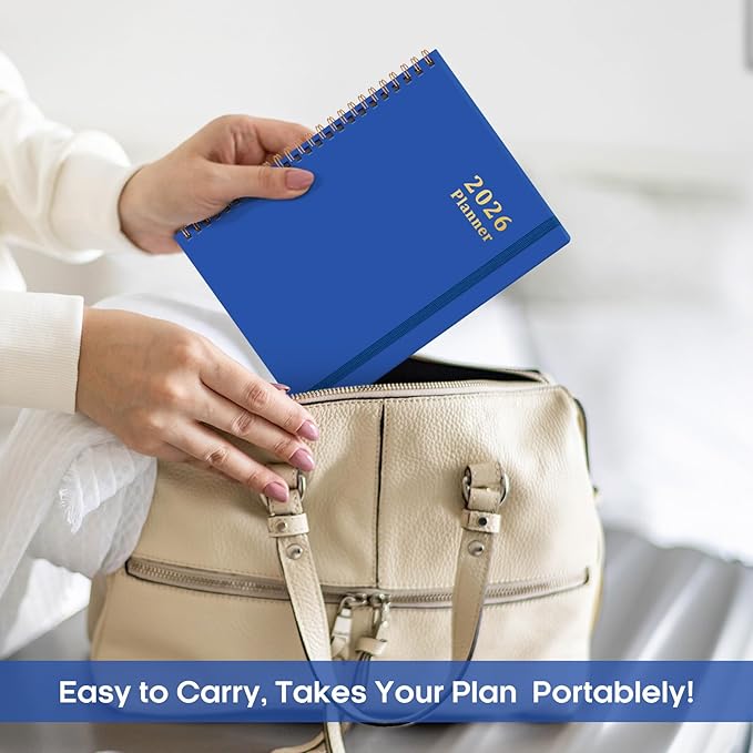 2026 Planner, Weekly and Monthly Calendar Planner, January 2026 - December 2026, Hardcover 2026 Calendar Book with Tabs For Women & Men, Inner Pocket, Spiral Bound, Perfect for Office Home School Supplies - A5 (6.3" x 8.5"), Royal Blue