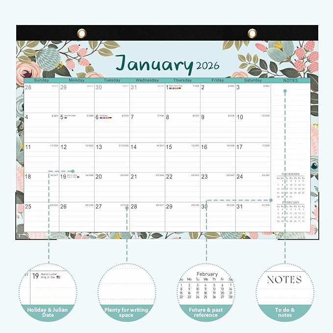 2026 Desk Calendar, Monthly Desk Pad Calendar, Jan 2026 - Jun 2027, Large Size 17"x12" Table Planner with Protect Paper, Stickers, Office Supplies and Desk Accessories for Women