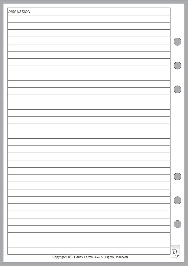 Extra Discussion Pages for The A5 Size Meeting Manager, Sized and Punched for 6-Ring A5 Notebooks by Filofax, LV (GM), Kikki K, TMI, and Others. Sheet Size 5.83" x 8.27" (148mm x 210mm)