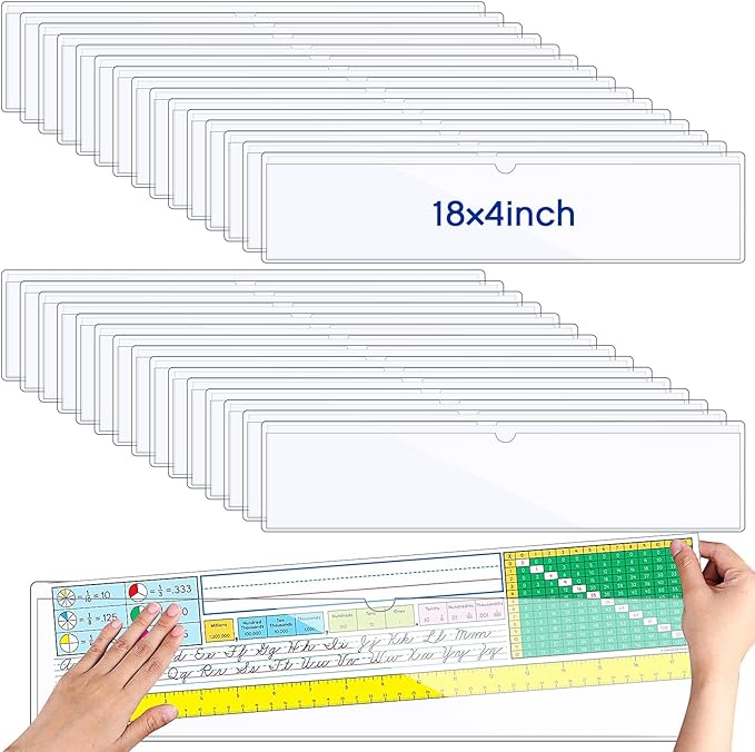 Chinco 30 Pcs Self Adhesive Pockets, Bin Labels for Storage Bins, Clear Pocket Label Sleeves, Plastic Index Card Holder with Top Open for Organizing Bins Box Drawer(18 x 4 Inches)