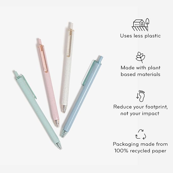 U Brands U-Eco Recycled Gel Click Pens, Set of 12, Pastel Speckle, Medium (0.7 mm) Point, Black Ink