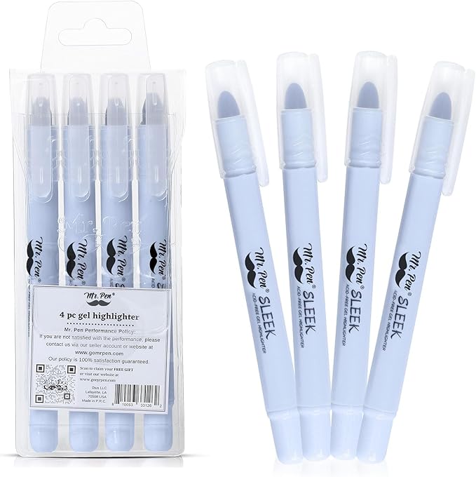 Mr. Pen- Gel Highlighters, 4 Pack, Lavender, Bible Highlighters for Bibles That Do Not Bleed