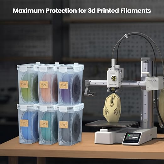 YOOPAI Filament Storage Box - 8 Pack Filament Container for 3D Printing Sealing and Protection - Portable Storage Box with Desiccants&Label for Home&Office,Water-Proof and Dust-Proof 4.0L