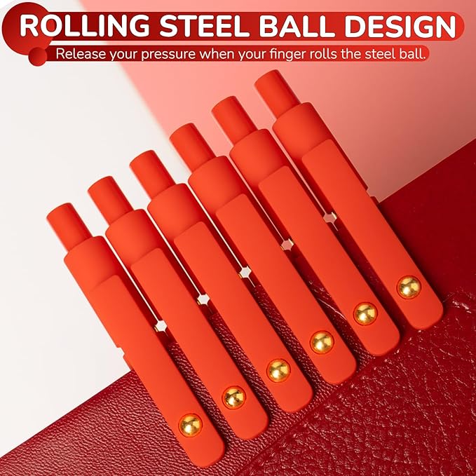 6 Pcs Red Ink Pens for Journaling 0.5mm Fine Point Red Gel Ink Pens, Smooth Writing Quick Dry Pen for Note Taking, Gift Set for Women & Men (6 Pcs Red Gold)
