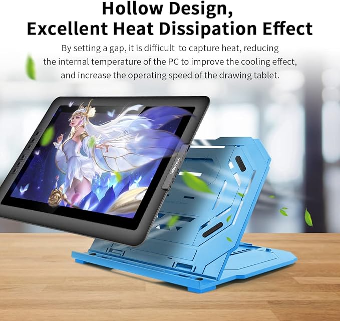 Drawing Tablet Stand, Laptop Foldable Stand for Tablet Display, 9 Levels Adjustable Angles with a Built-in Phone Holder, for 12-17 inch Drawing Tablet, Smartphones