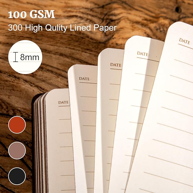 CAGIE Lined Journal Notebook for Women Men, 300 Pages Soft Cover Notebook Leather Journals for Writing, 180 Lay Flat Vintage Mens Journal Personal Diary 8.5"×11", Brown
