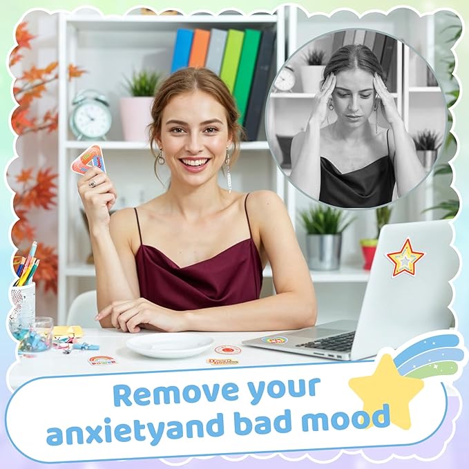 60 Pcs Anxiety Sensory Stickers Resuable Calm Stickers 2 Textured Surface Sensory Strips 15 Style Fidget Tactile Stickers for Office Classroom Adult Teens