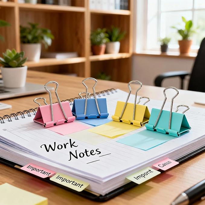 180 Pcs Binder Clips Assorted Sizes, Colored Binder Paper Clips Office Clips Office Supplies, 4 Sizes Cute Binder Clips Large Medium Small Paper Clips Paper Clamps for Home School Business (Colored)