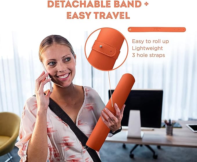 FTC PU Leather Desk Pad & Desk Blotter, Non-Slip Flannelette Base, Stitched Desk Mat for Keyboard, Mouse & Writing, Home or Office (Orange, 31.5” x 15.75”)