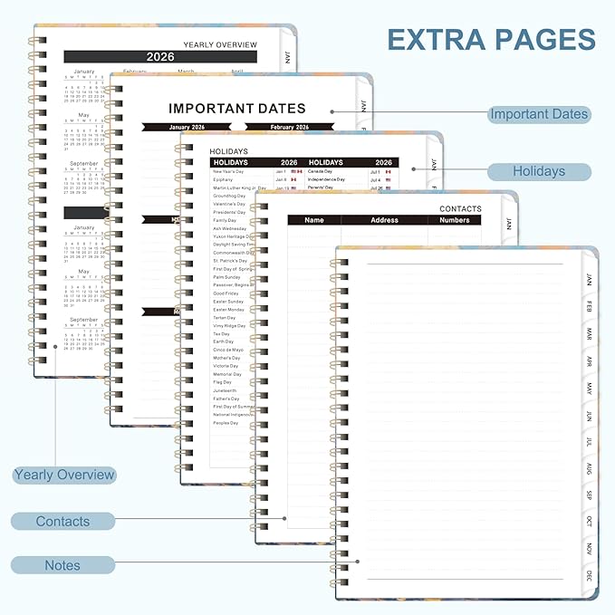 2026 Planner, Weekly and Monthly Calendar Planner Organizer, January-December, Academic Planning Agenda Book, Office School Home Suppiles for Women & Men, 6.3" × 8.5"