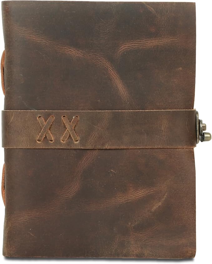 Vintage Leather Journal Handmade Buffalo Deckle Edge Paper – Leather Bound Journal for Women Men Vintage C-Lock Closure Ideal for Writing & Travel for Artists