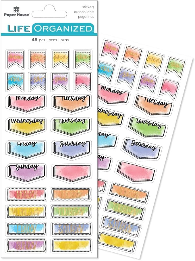 Paper House Productions Planner Sticker Essential Set of 4 Packs of 4 Sticker Sheets for Planners, Journaling and Crafting