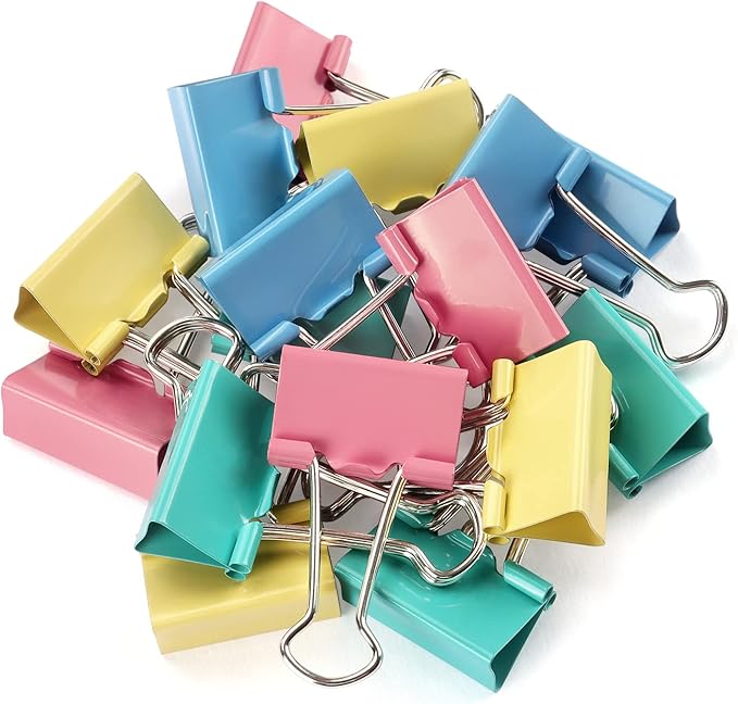 ZZTX Extra Large Binder Clips Paper Clamps Clips Assorted Color, 2.0 Inches, 12 Pieces