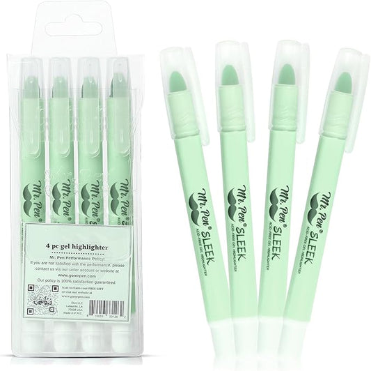 Mr. Pen- Gel Highlighters, 4 Pack, Pastel Green, Bible Highlighters for Bibles That Do Not Bleed