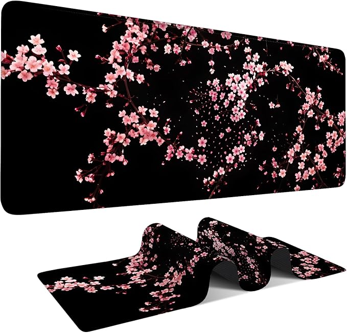 Cherry Blossom Extended Gaming Mouse Pad 35.4 x 15.7 Inch – Japanese-Inspired Desk Mat for Gaming, Office, and Study with Non-Slip Rubber Base