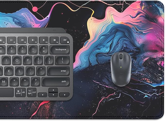 Colorful Abstract Art Desk Pad Mouse Pad,Large XL Mouse Mat with Stitched Edges,Non-Slip Rubber Base Mousepad for Office PC Keyboard Laptop and Home Work Desk Mat(31.5X11.8 in)
