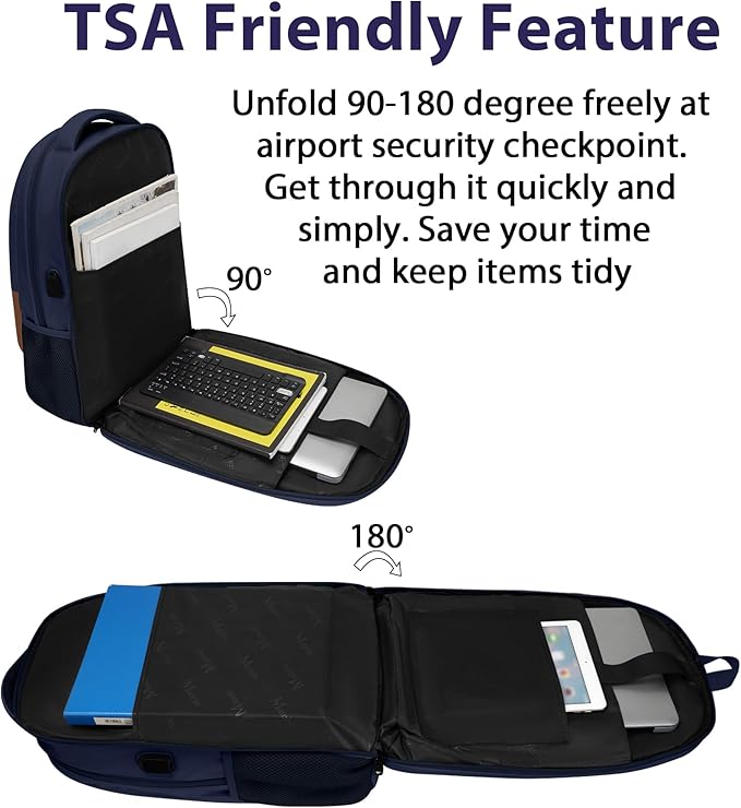 MATEIN Travel Backpack for Men with USB Charging Port, TSA Friendly Carry On 17.3 Inch Laptop Backpack with Luggage Strap, Water Resistant Flight Approved Work Business College Daypack Bag for Men