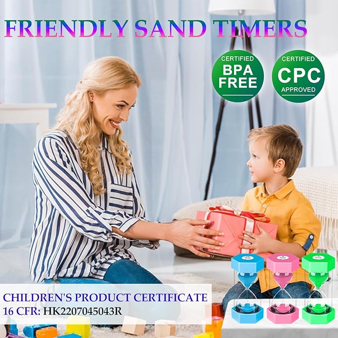 Sand Timer 3 Minute Hourglass Timer: Plastic Sand Watch 3 Min, Large Orange Sand Clock 3 Minutes, Colorful Hour Glass Sandglass Timer for Kids, Games, Classroom, Kitchen, Decoration