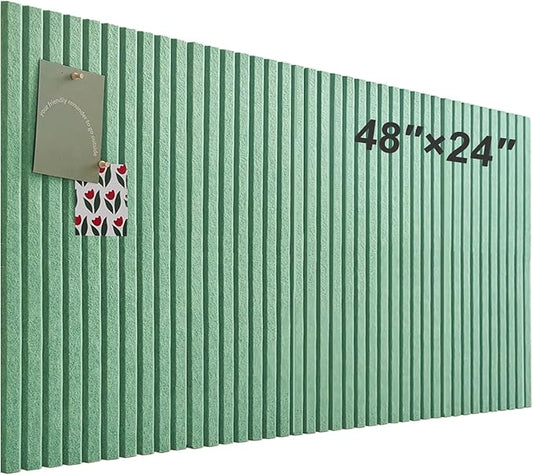 Large Cork Board for Office, 8 Pack Felt Wall Tiles with Slat Wall Paneling and Safe Removable Adhesive Tabs, Felt Bulletin Board Pin Board Cork Boards for Walls - Jade Green