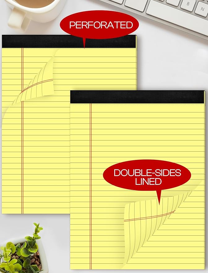 8 Pack Yellow Legal Pads 8.5 x 11 Wide Ruled Note Pads 8.5x11 Lined Paper Writing Pads Notepads 8.5 x 11 Notebook Paper for Work Legal Notepads Yellow Pads of Paper 30 Sheets per Legal Pad