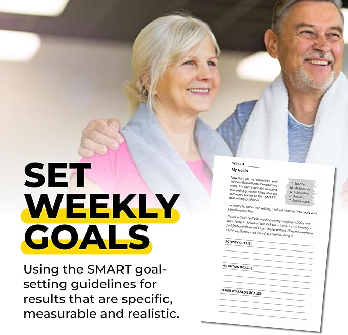 Wellness Tracker Daily Habit Tracker. Set Goals for All Physical Activity and Nutritional Habits in Spiral Bound, 10-Week Journal. Ideal for Women and Men 50-80+.