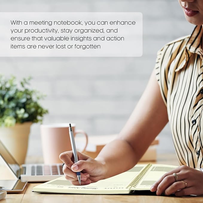 6 Pack of Meeting Notebook for Work Organization - Work Planner Notebook with Action Items, Agenda Planner for Note Taking, 160 Pages (6.9" X 9.9") Project Organizer for Men & Women - Multi