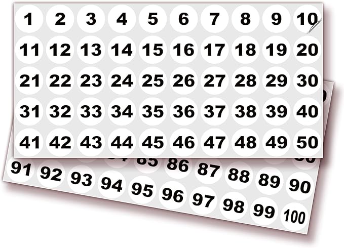 iSYFIX White Consecutive Number Stickers – 1 to 100, 1-inch, 1 Set – Vinyl Self Adhesive Premium Decal Ideal for Inventory, Storage, Organizing, Boxes, Bins, Toolbox, Lockers & More, Indoor/Outdoor