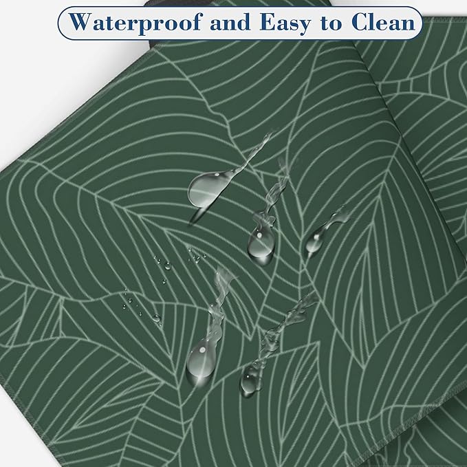 Large Mouse Pad Green Tropical Leaves Extended Gaming Mousepad Waterproof Desk Pad with Non-Slip Base and Stitched Edge Keyboard Pad XL 11.8 x 31.5 Inch Mouse Mat for Home Office Desk Decor