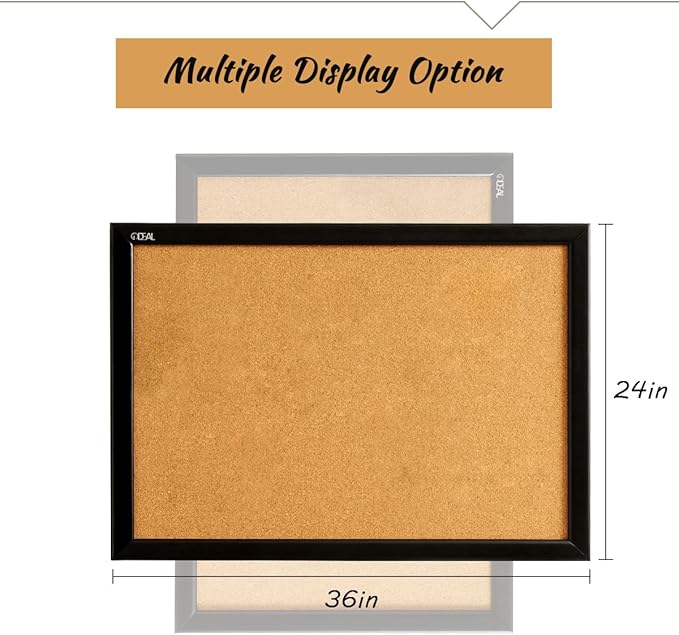 Gideal Cork Board 24 x 36 Inch Bulletin Board, Cork Notice Board 100% Wood Framed Brazil Imported, Mounting Hardware Push Pins Included