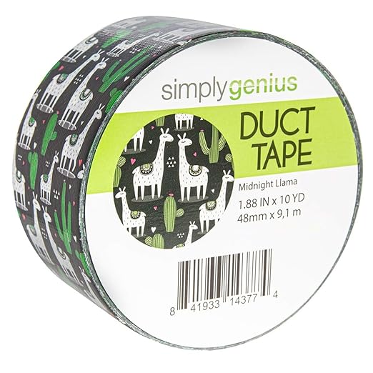 Simply Genius Duct Tape for Arts & Crafts - 1.88 in x 10 yd, Midnight Llama, 1 Roll - Waterproof Colored Decorative Tape for DIY