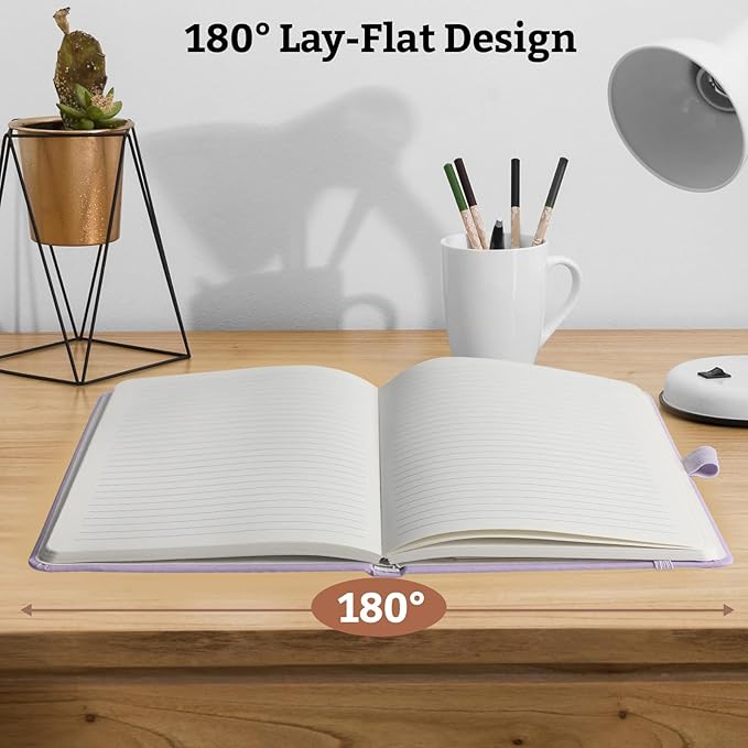 2Pack Lined Hardcover Journal Notebook, A5 192 Pages 100Gsm Thick Paper College Ruled for School,Note Taking,Work,Diary，5.7''*8.3'',Lavender