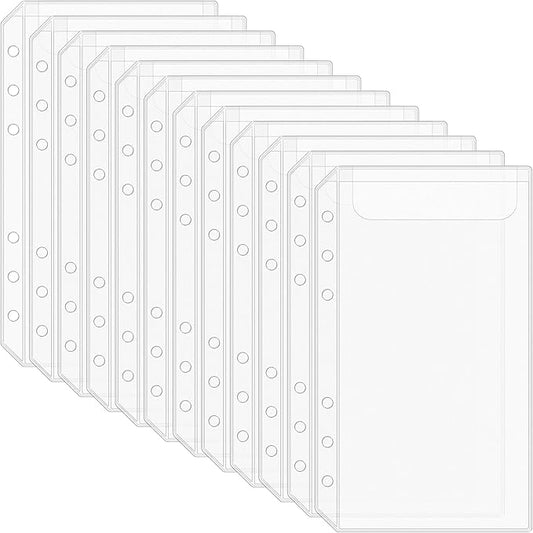 Antner 12PCS A6 Binder Pockets 6-Hole No Zipper Budget Cash Envelopes for Money Organizer, Zipless A6 Planner Inserts Cash Stuffing Envelopes Binder Pouches Folders Loose Leaf Filling Document Bags