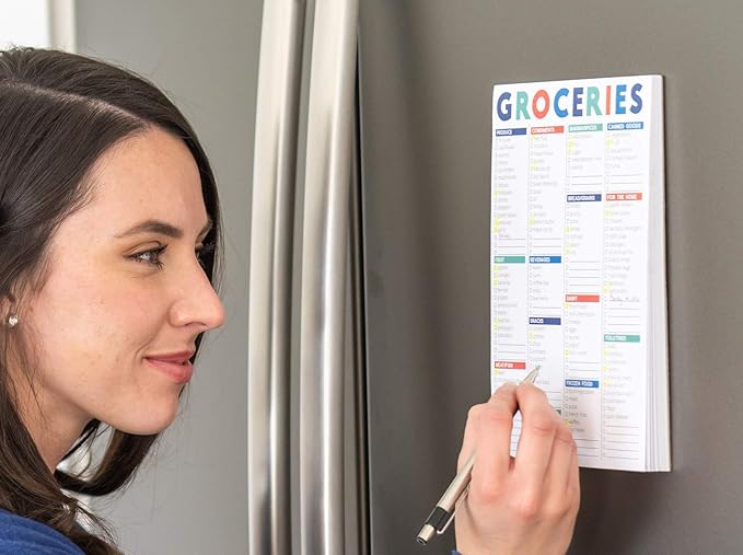 Sweetzer & Orange FastCheck Grocery List Magnet Pad for Fridge. 6x9” Magnetic Notepad with Printed Shopping List Items and Blank Grocery Shopping Spaces. 60 Page Notepad Weekly Planner