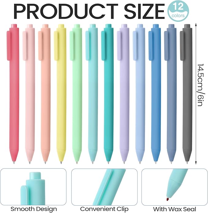 72 Pcs Colored Retractable Gel Pens Pastel 0.5mm Fine Point Cute Colorful Gel Ink Pens Quick Dry for Writing Drawing Journaling Note Taking Office Home(Classic Color)