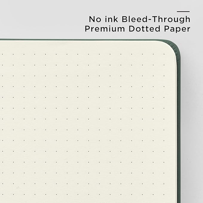 &And Per Se 10-Pack Dotted Notebooks, A5 Hardcover Journal Set, 160 Pages, 100gsm Paper, Office Supply Bulk Order, Corporate Workshop Materials – 3 Sticker Sheets Each (Green)