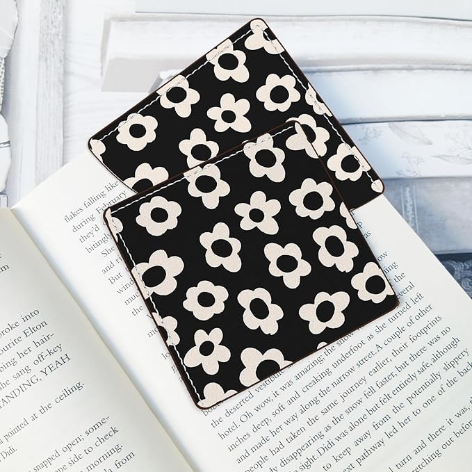 2 Pack Flower Leather Book Corner Bookmark, Durable Handmade Reading Accessories - Gifts for Readers, Women, Men, Teachers, Students 8
