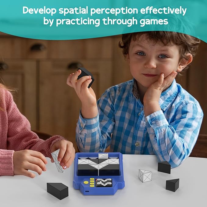 Smart Brain Teaser Game with 210 Challenges & 3D Puzzle Blocks - Self-Checking Montessori Toy for Kids, Teens, Adults to Train Logic Spatial Skills, 3 Difficulty Levels Educational Gift