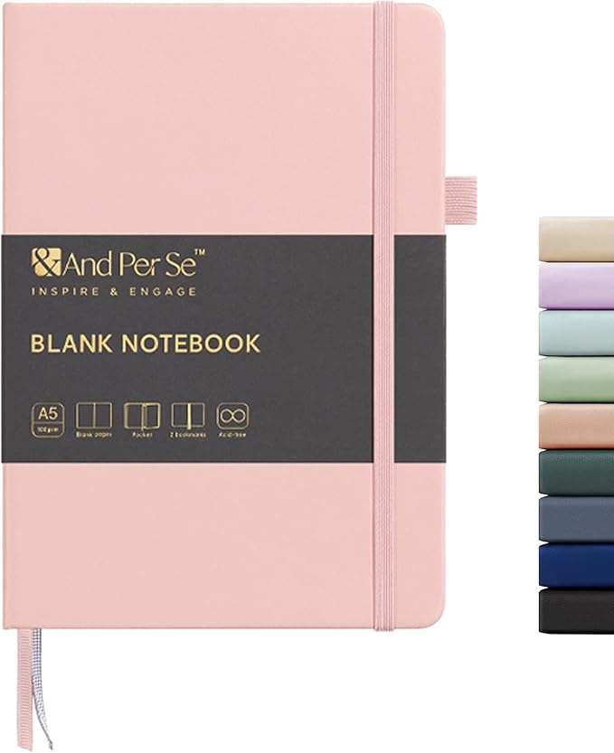&And Per Se Blank Journal Notebook, 160 Pages, A5 5.7 x 8 inches Hardcover Notebook Journals for Writing, Valentine's Day Gift Journal for Her, Romantic Writing Diary for Women (1 Pack, pink)
