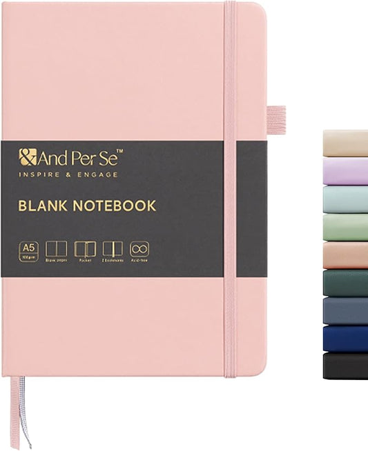 &And Per Se Blank Journal Notebook, 160 Pages, A5 5.7 x 8 inches Hardcover Notebook Journals for Writing, Valentine's Day Gift Journal for Her, Romantic Writing Diary for Women (1 Pack, pink)