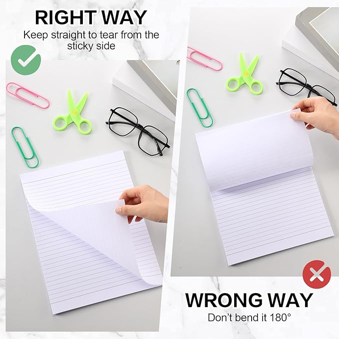 2 Pads 100 Sheets Large White Lined Sticky Notes 8.5 x 11 Inch Self Stick Note Pads White Self Adhesive Sticky Notepad for Home Office Supplies School Gift Set