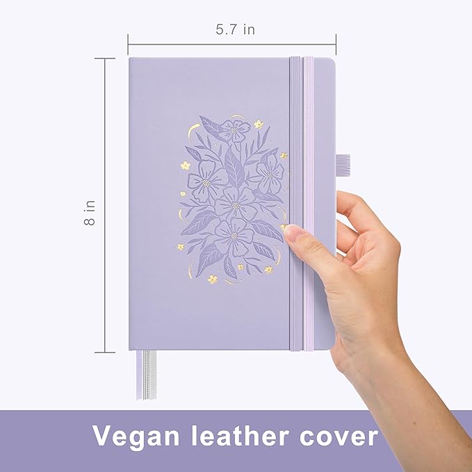 &And Per Se Dotted Journal Notebook for Women&Men with Pattern, A5 Leather Hardcover, 160 Pages 100GSM Thick Dotted Paper, Valentine's Day Gift Journal for Her (Lavender)